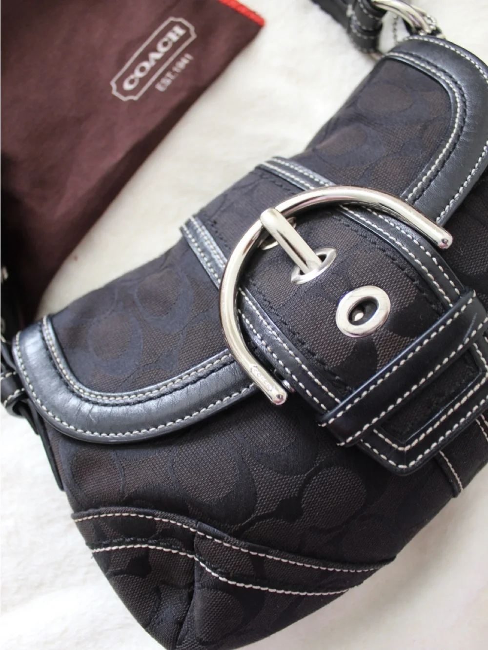 Vintage Coach Soho in Black with Silver Hardware